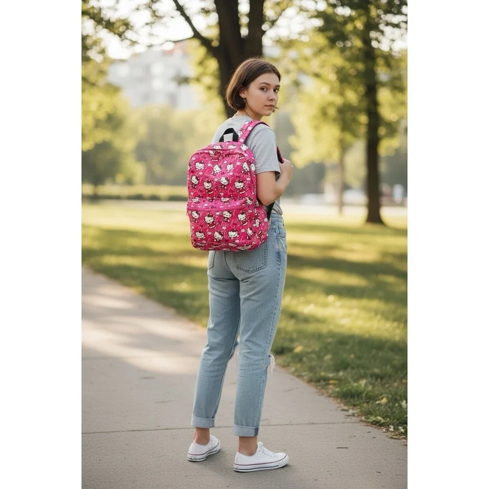 Hello‎ Kitty Pink Backpack School Travel Bag Preowned